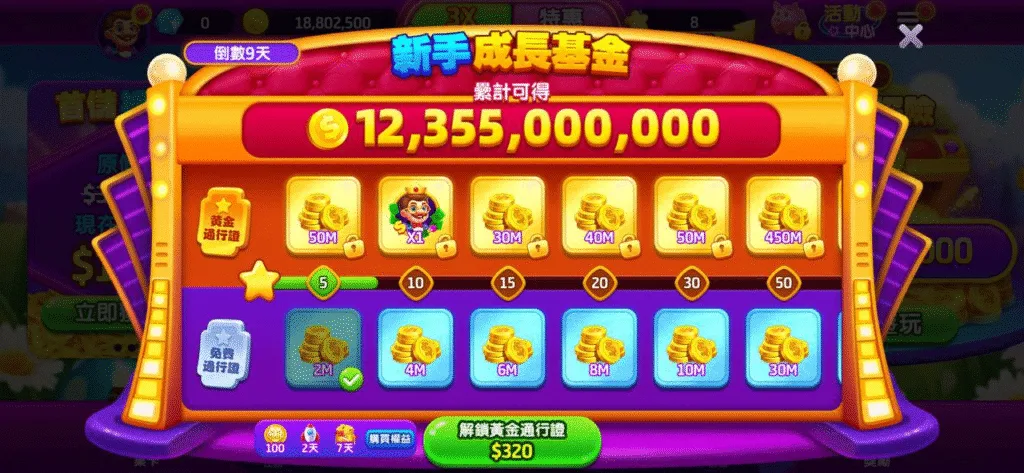 金有錢娛樂城：新手成長基金，完成任務獲得黃金通行證獎金！